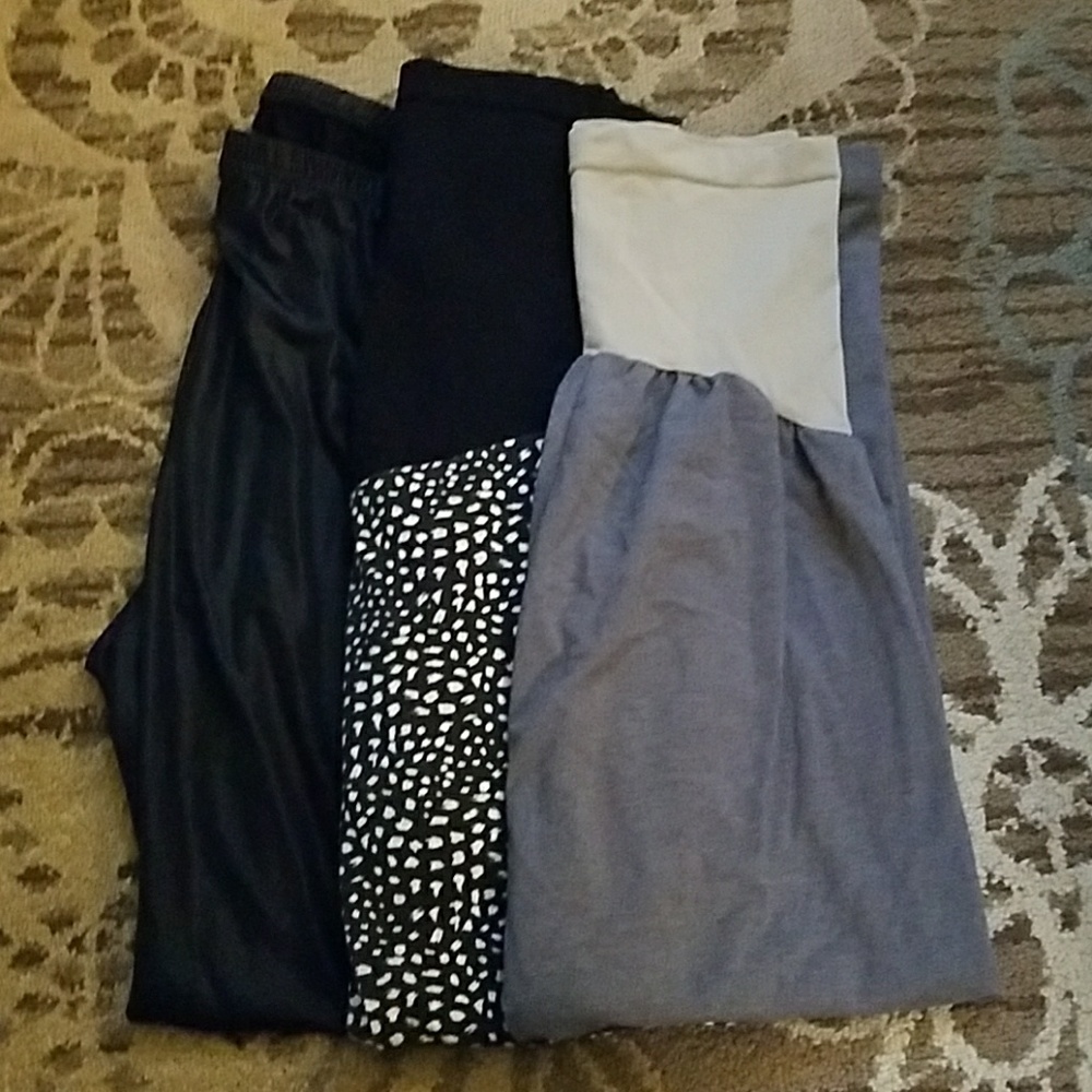 3 Maternity Leggings , Faux Leather
